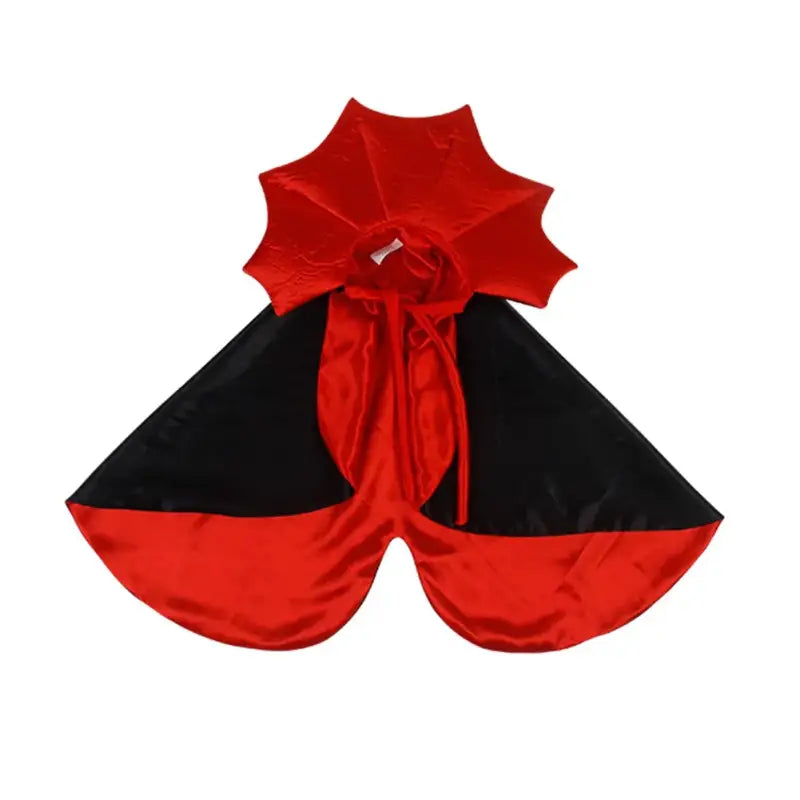 Un manteau de chien rouge et noir avec un nœud, parfait pour le costume d’Halloween de votre animal de compagnie