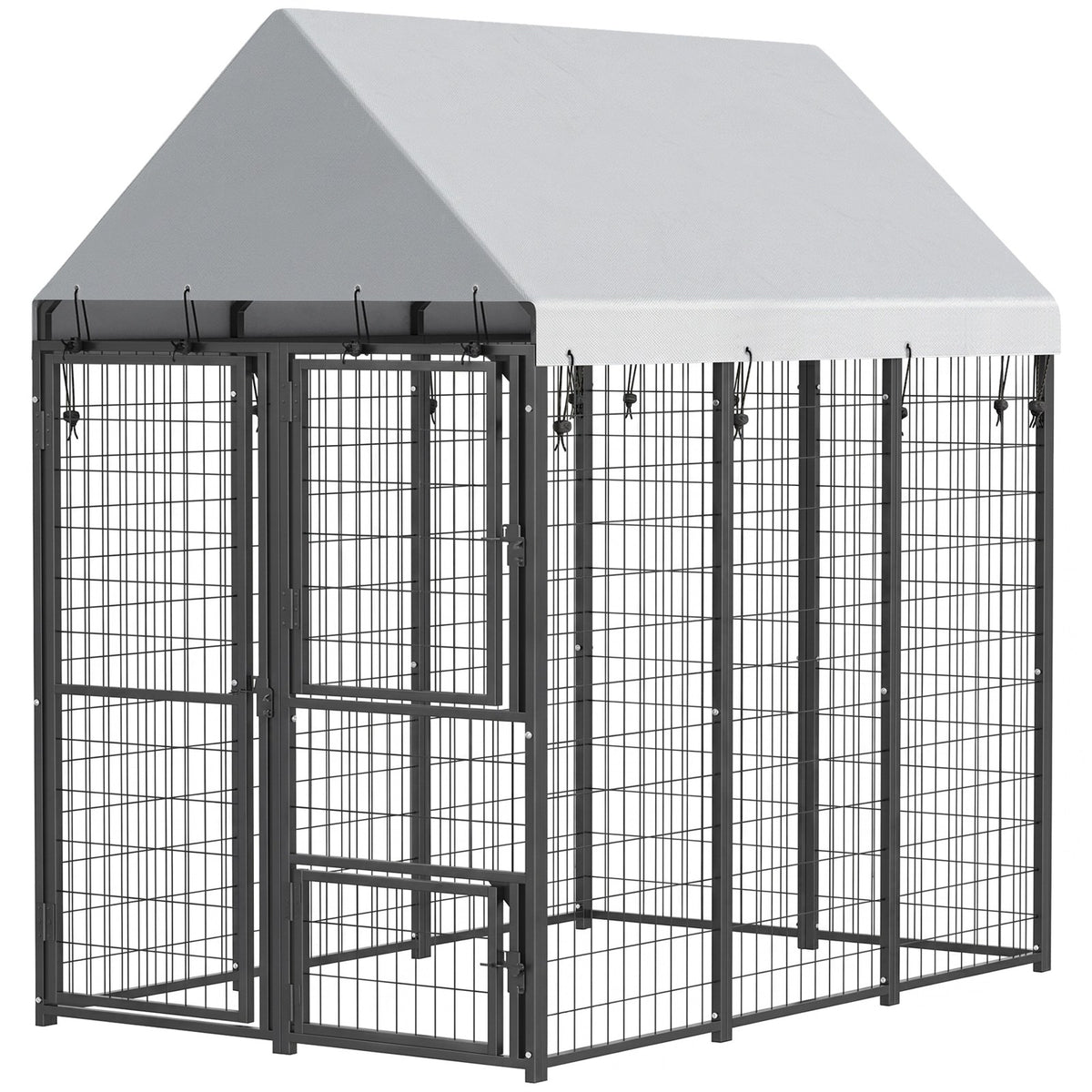 Chenil extérieur pour chien renforcé avec toit et 3 portes