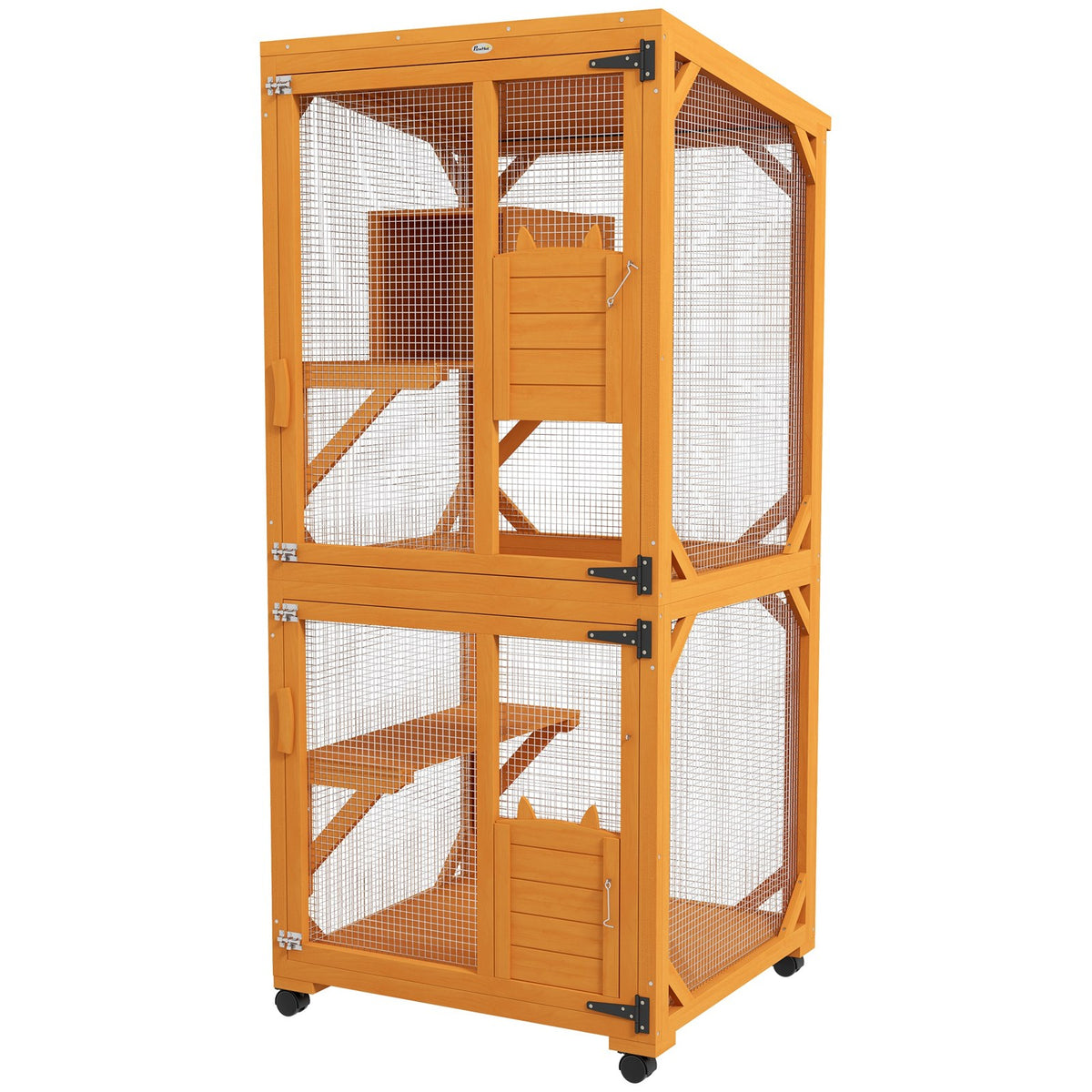 Maison extérieure pour chat avec roulettes, orange