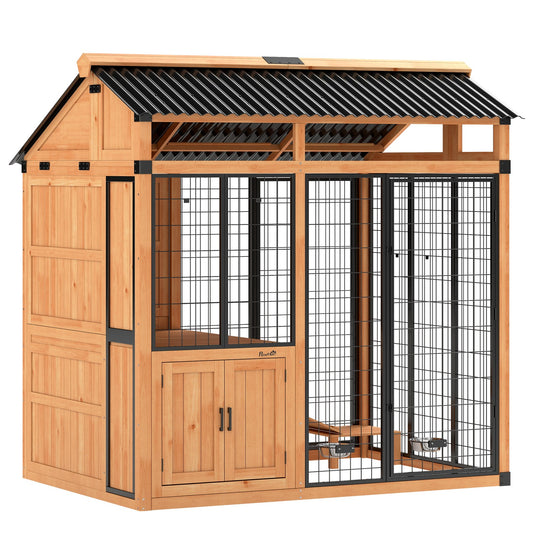 Niche extérieure pour chien en bois avec rangement