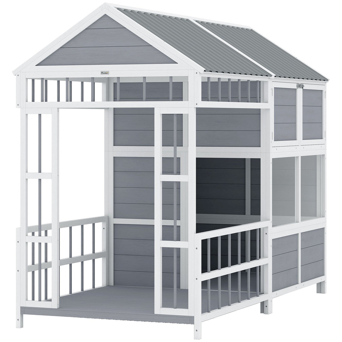 Niche extérieure pour chien en bois avec terrasse et rangement