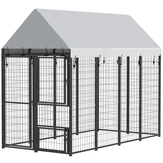 Chenil extérieur pour chien renforcé avec toit et 3 portes