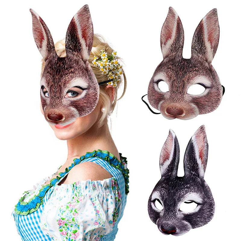 3D Animal Mask Adult | Molded Plastic Costume Face