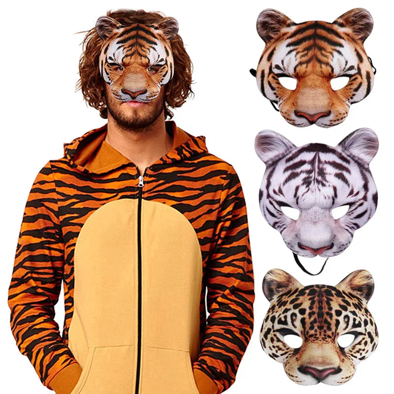 3D Animal Mask Adult | Molded Plastic Costume Face
