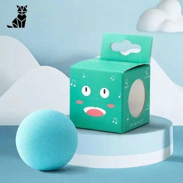 Balle intelligente interactive pour chats : balle intelligente interactive avec boîte verte et balle bleue sur le dessus