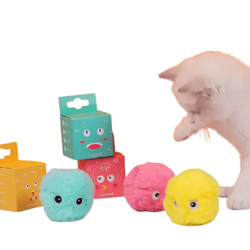 Chat jouant avec le jouet interactif CatBall sur le sol Transparent Background