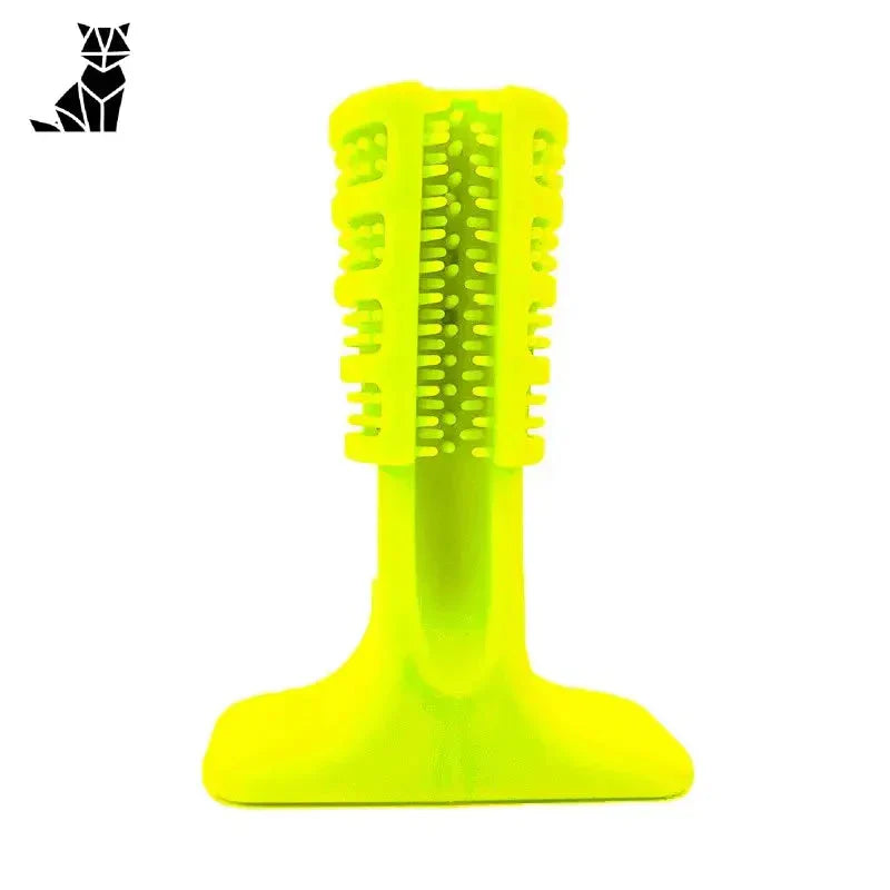 Brosse à dents pour chien : Jouet de nettoyage en caoutchouc - Brosse en plastique jaune avec manche noir