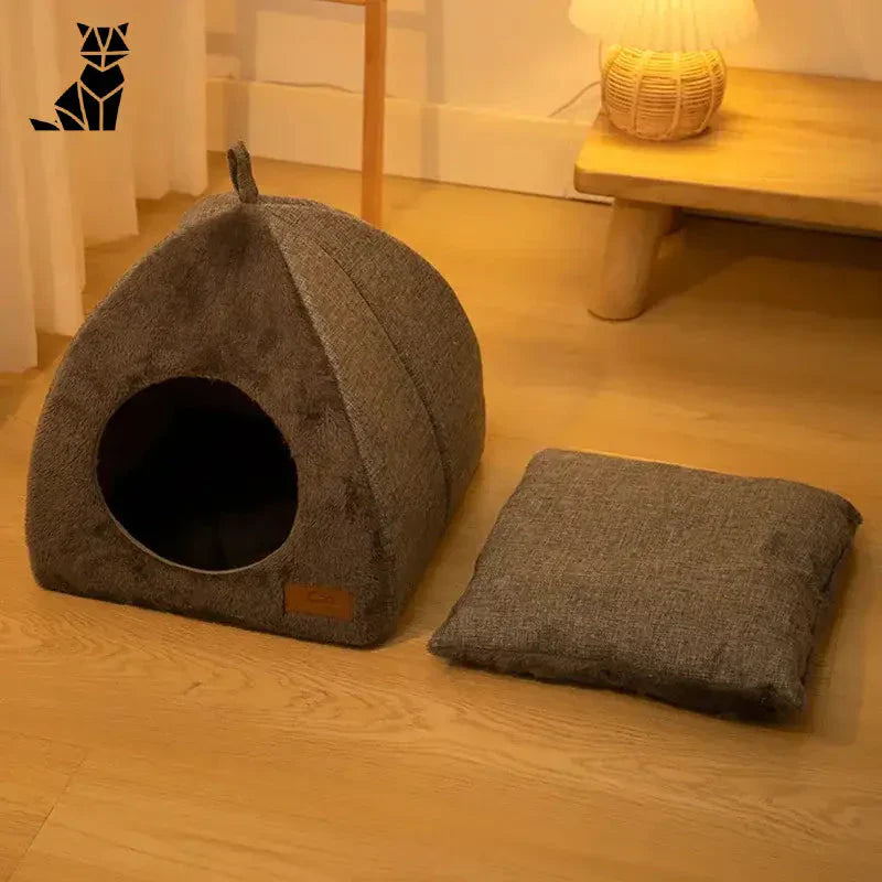 Cozy Cat Hut : lit pour chat avec maison, facile à nettoyer pour le confort ultime de l’animal