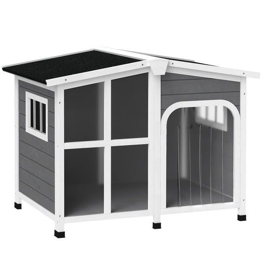 Niche extérieure pour chien en bois, gris
