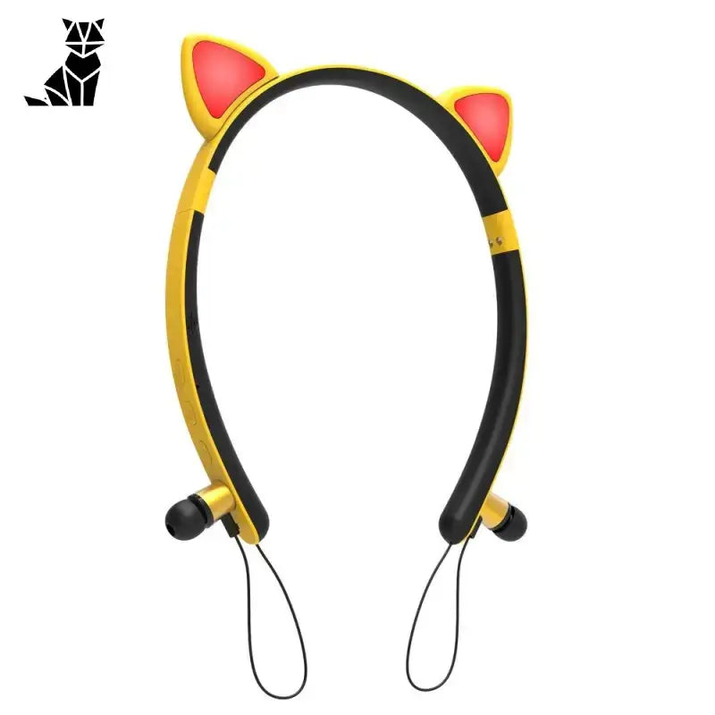 Casque Audio Mignon Avec Serre-tête Bluetooth En Forme De Chat - Jaune