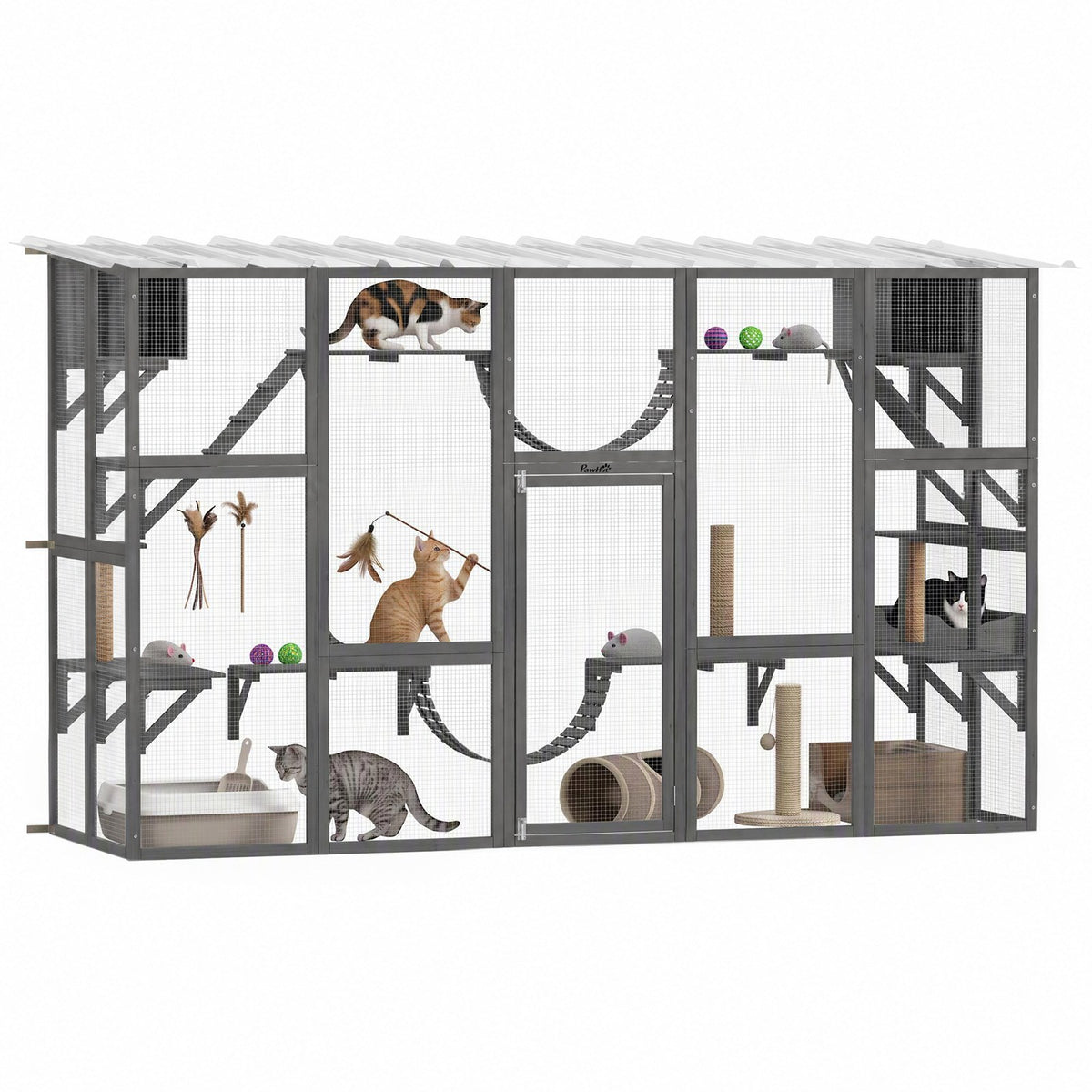 Enclos extérieur pour chat, gris