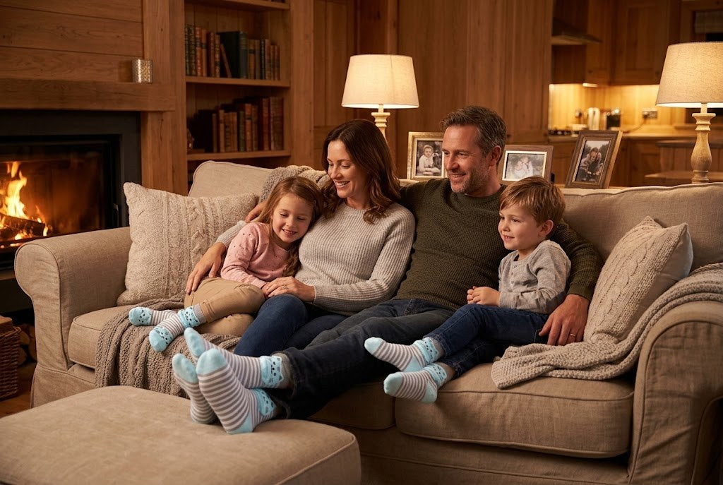 Le sourire du soir, pieds au chaud devant un bon film