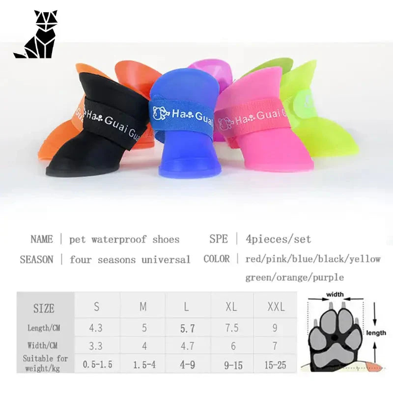 Chapeaux colorés avec ’SN’ sur des chaussures imperméables pour chiens pour une protection optimale