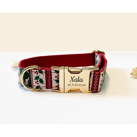 Collier Chien Personnalisé Coton Édition Spécial Noël