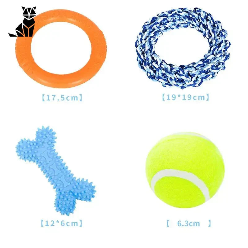 Ensemble de jouets pour chiens : Ballon de tennis, balle de tennis et anneau de tennis - Jouets à Mâcher pour Chiens