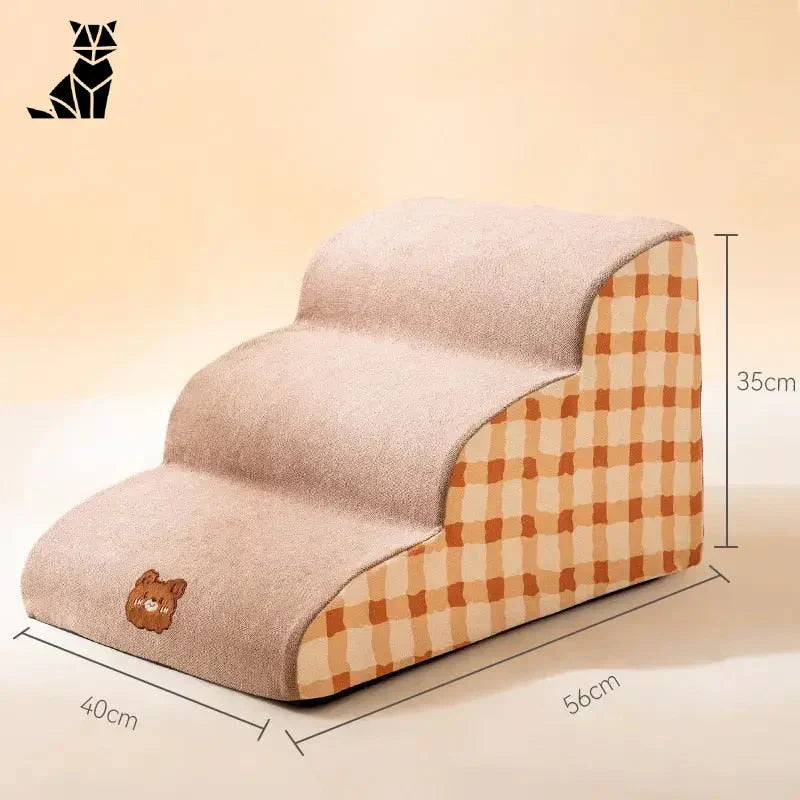 Coussin pour chien en damier marron et blanc - Escalier confortable pour petits chiens et chats