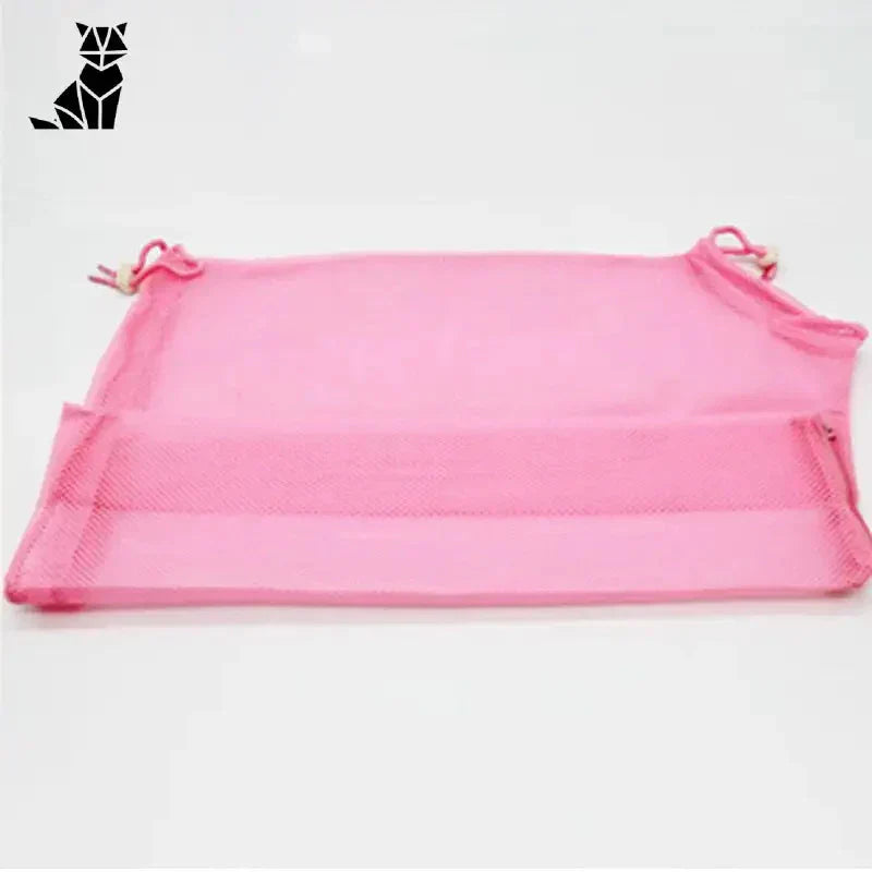 Un sac en maille rose avec une fermeture éclair - Filet de bain pour chat sûr pour le toilettage et le bain des animaux de compagnie