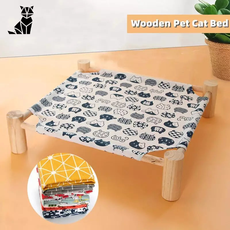 Tabouret en bois durable avec motif bois pour hamac de chat | Animal-Friendly Furniture