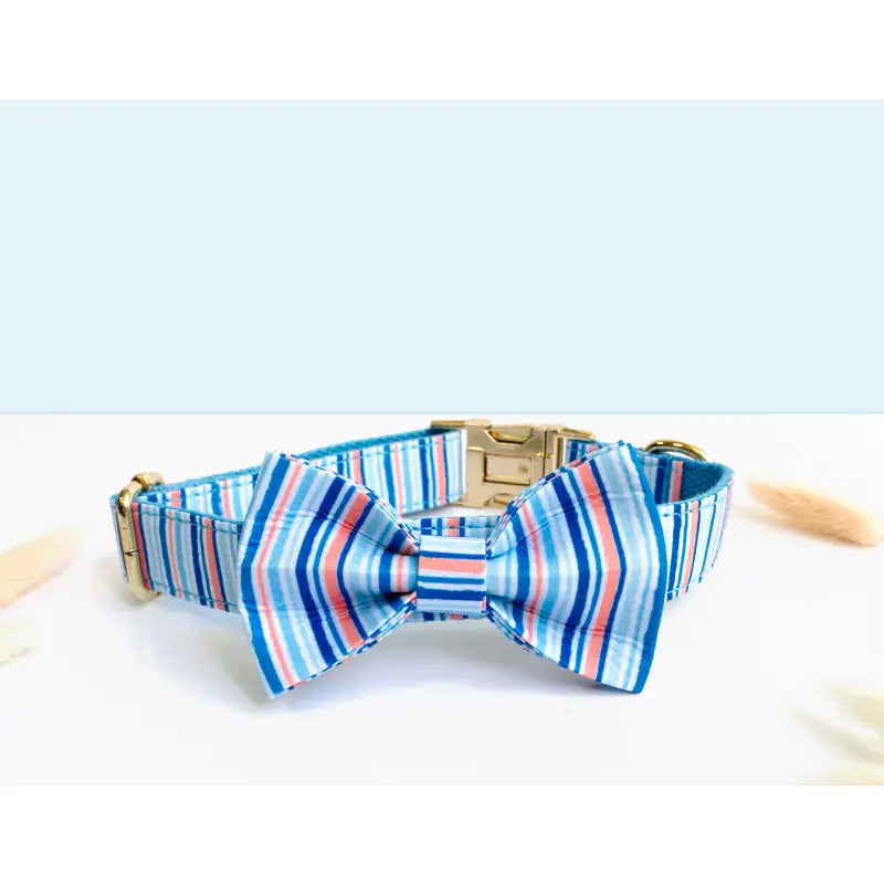 Kit Complet Chien Personnalisé Coton Rayé Bleu Ciel