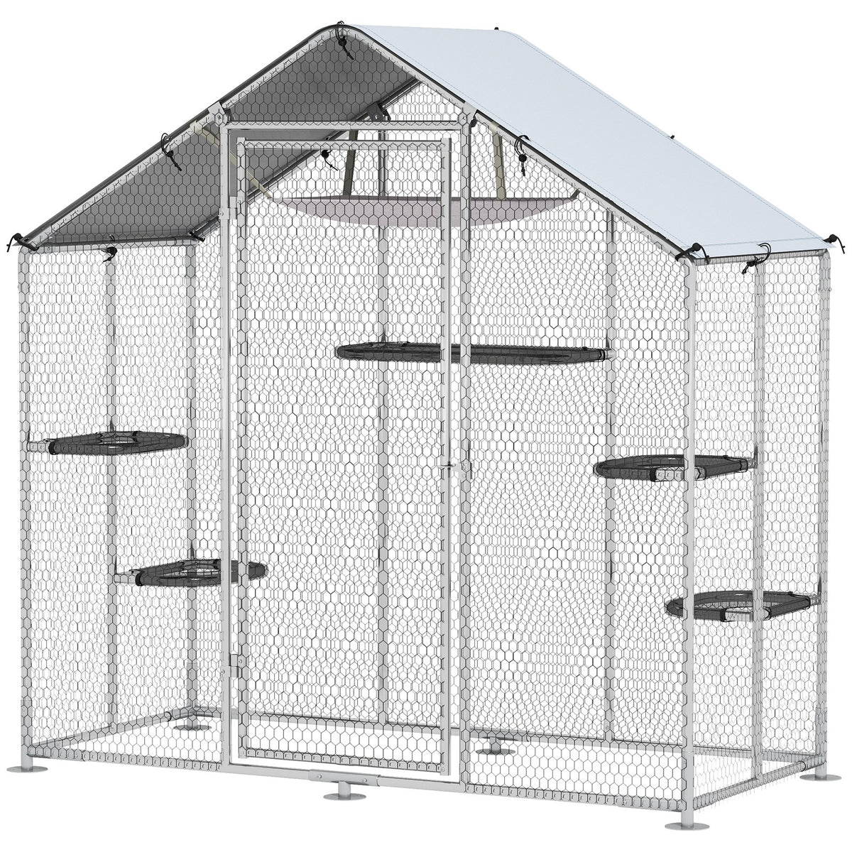 Enclos extérieur pour chat avec bâche imperméable et hamac
