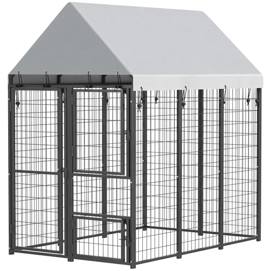 Chenil extérieur pour chien renforcé avec toit et 3 portes
