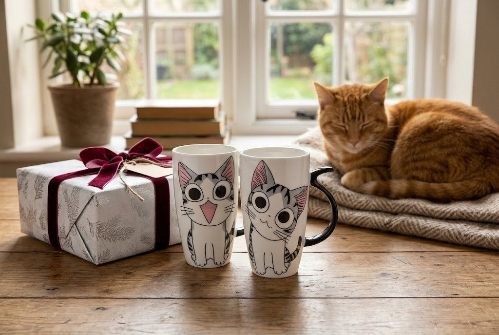Le sourire du premier café dans son nouveau mug
