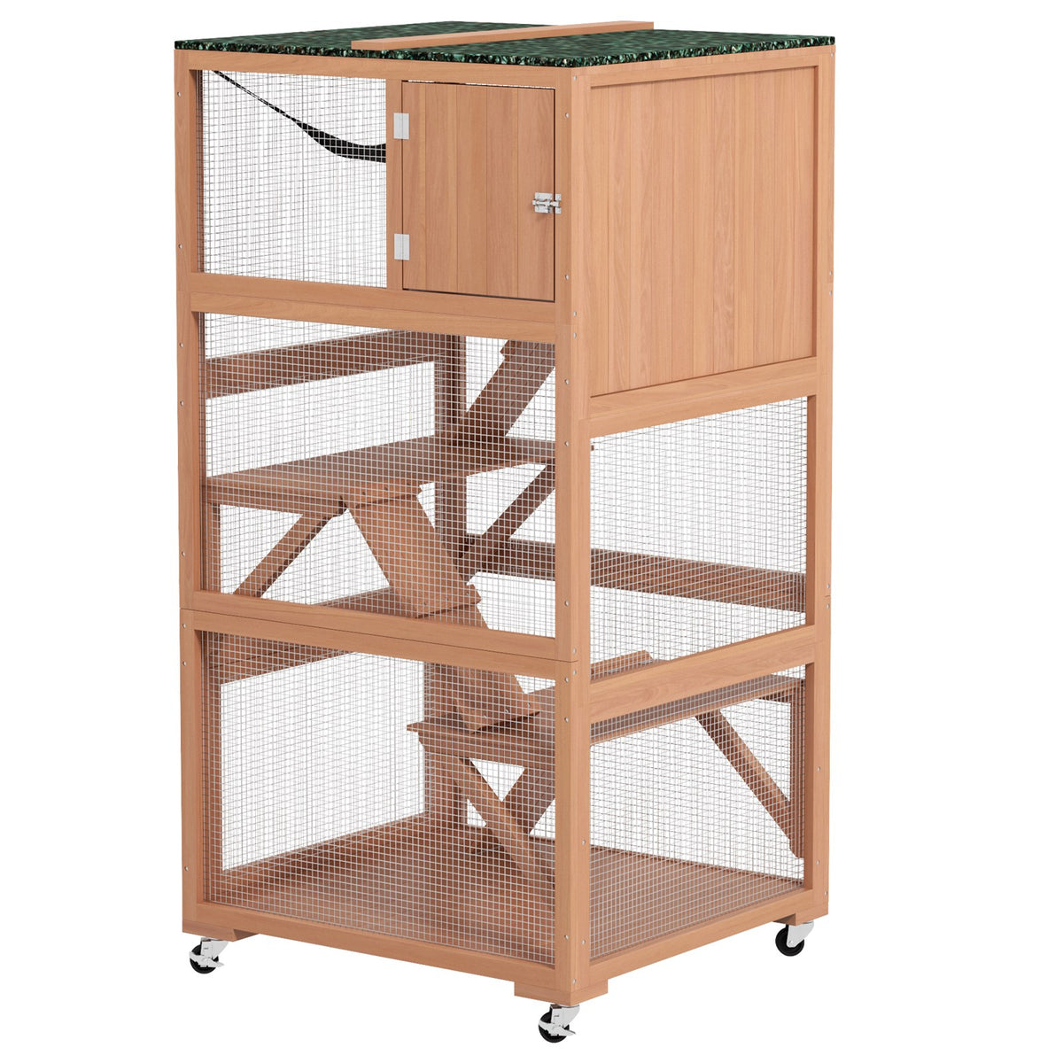Enclos extérieur pour chat avec roulettes et hamac, orange