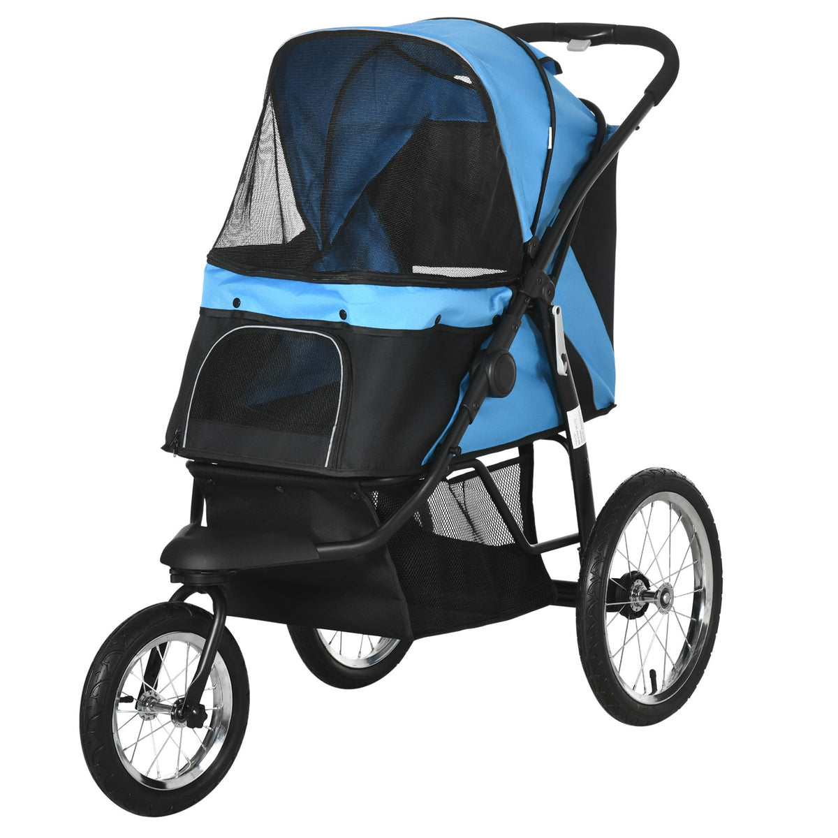 Poussette 3 roues pour chien petit et moyen, bleu