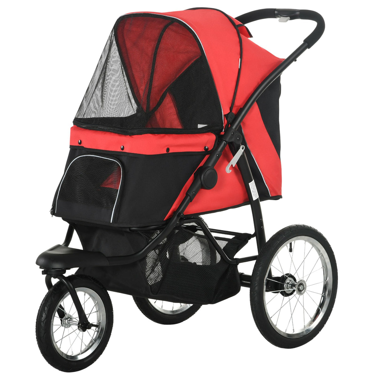 Poussette 3 roues pour chien petit et moyen, rouge