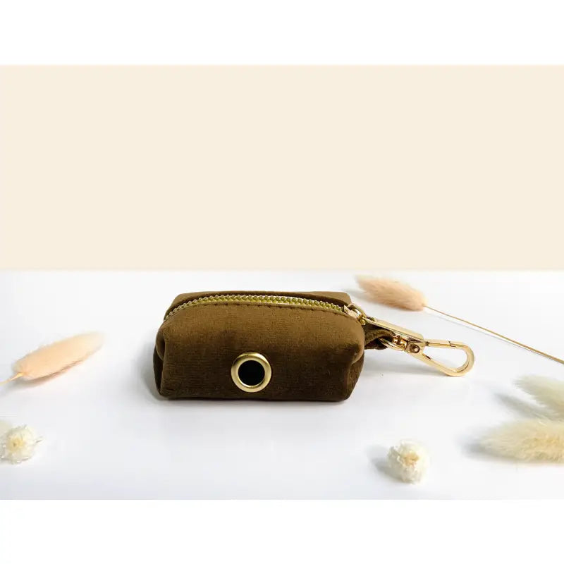 Pochette sac à crotte Velours Lisse Marron