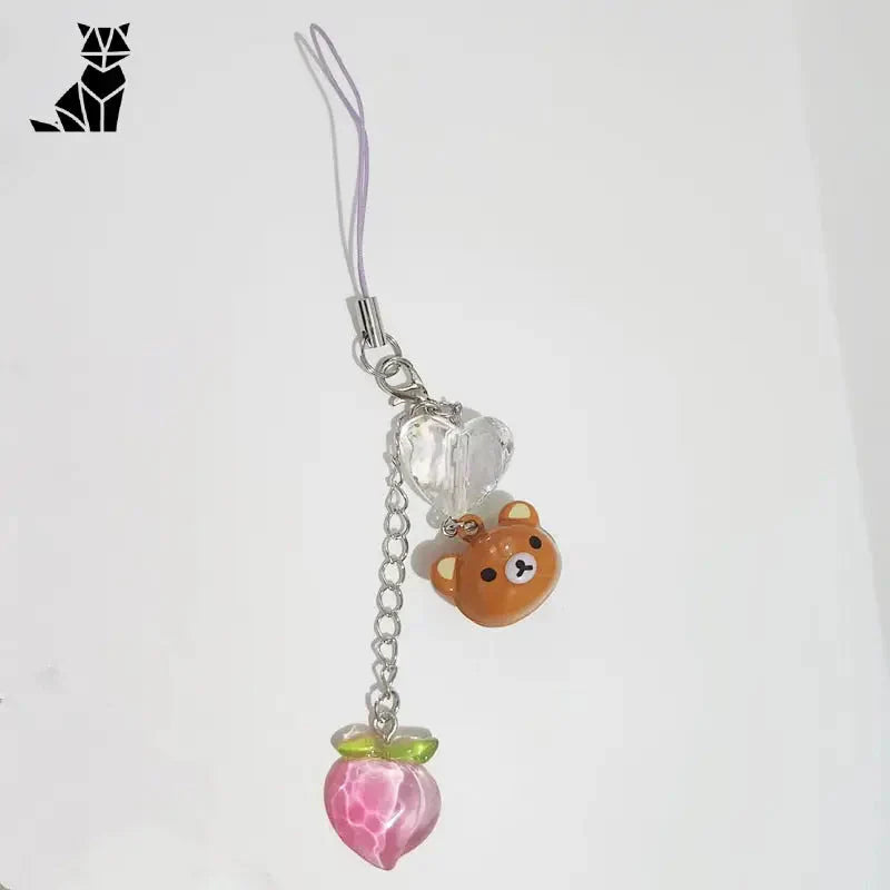 Porte-clés kawaii : Boucles d’oreilles avec breloque en forme de cœur, inspirées par le ’Kawaii Fishing/Ante Keychain’