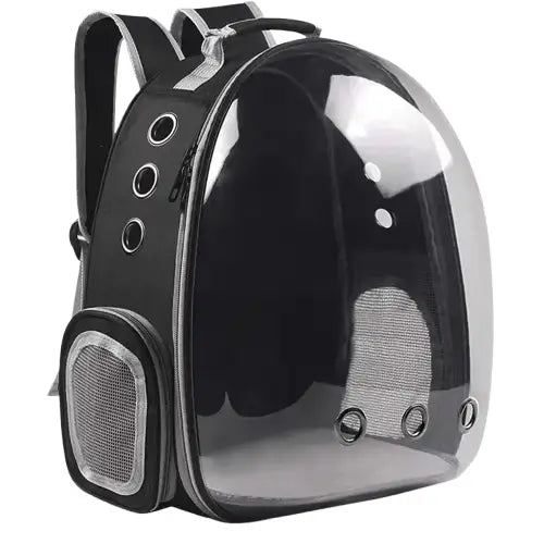 Sac Astronaut Bubble pour Chats avec vue panoramique et enceinte attachée noire Transparent Background