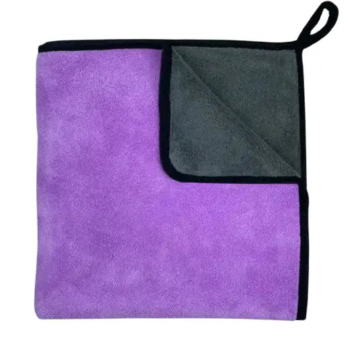 Serviette en microfibre super absorbante violette et noire avec bordure noire Transparent Background