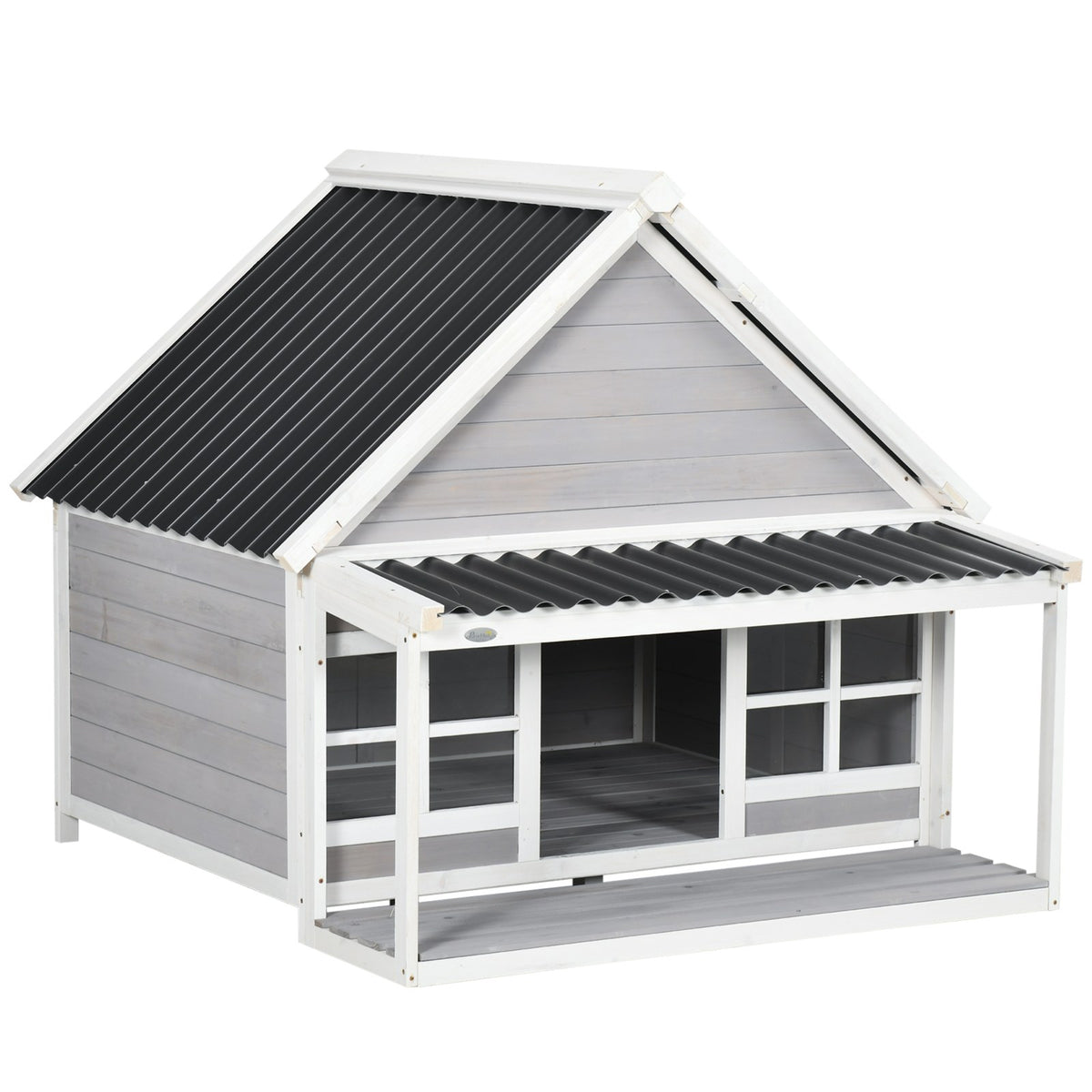 Niche extérieure pour chien en bois avec toit et terrasse (D02-146V00LG)